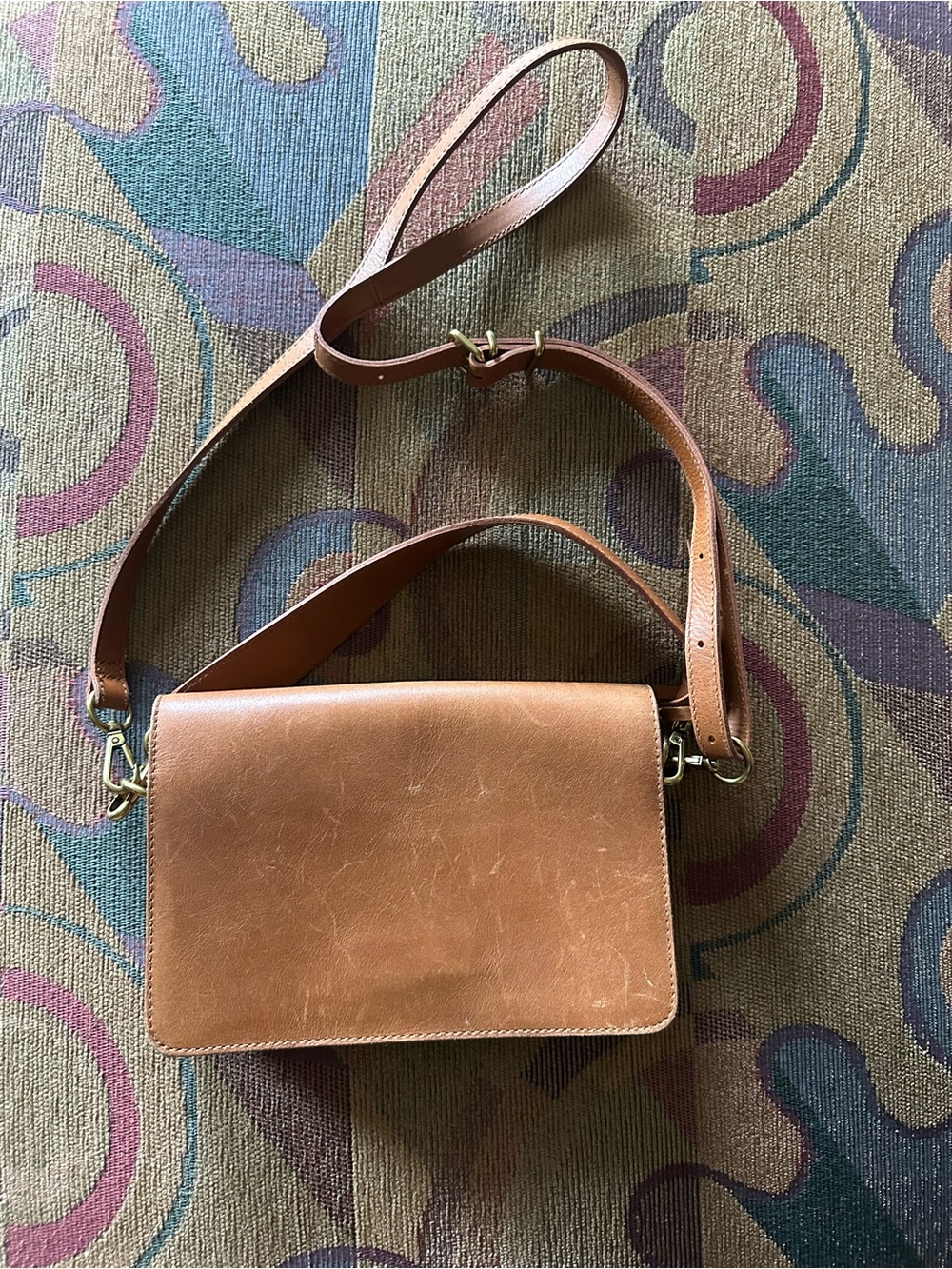Classic Tan Leather Crossbody Bag